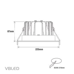 VBLED Luminaire encastré à LED COB "Reflecto" - 35W