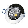 7W LED COB inbouwspot 3000K dimbaar - rond - chroom - glanzend