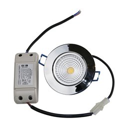 foco empotrable LED COB 7W 3000K regulable - redondo - cromado - brillante