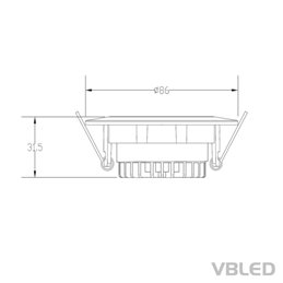 7W LED COB inbouwspot 3000K dimbaar - rond - chroom - glanzend