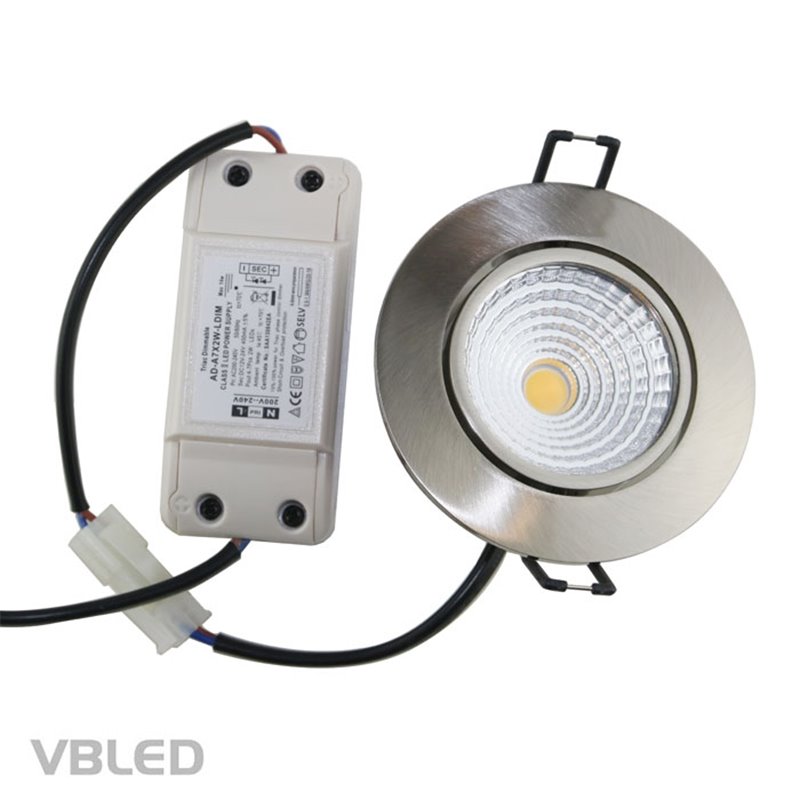 Lampada da incassoVBLED LED COB Faretto da incasso - rotondo - pressofuso  - spazzolato - 7W