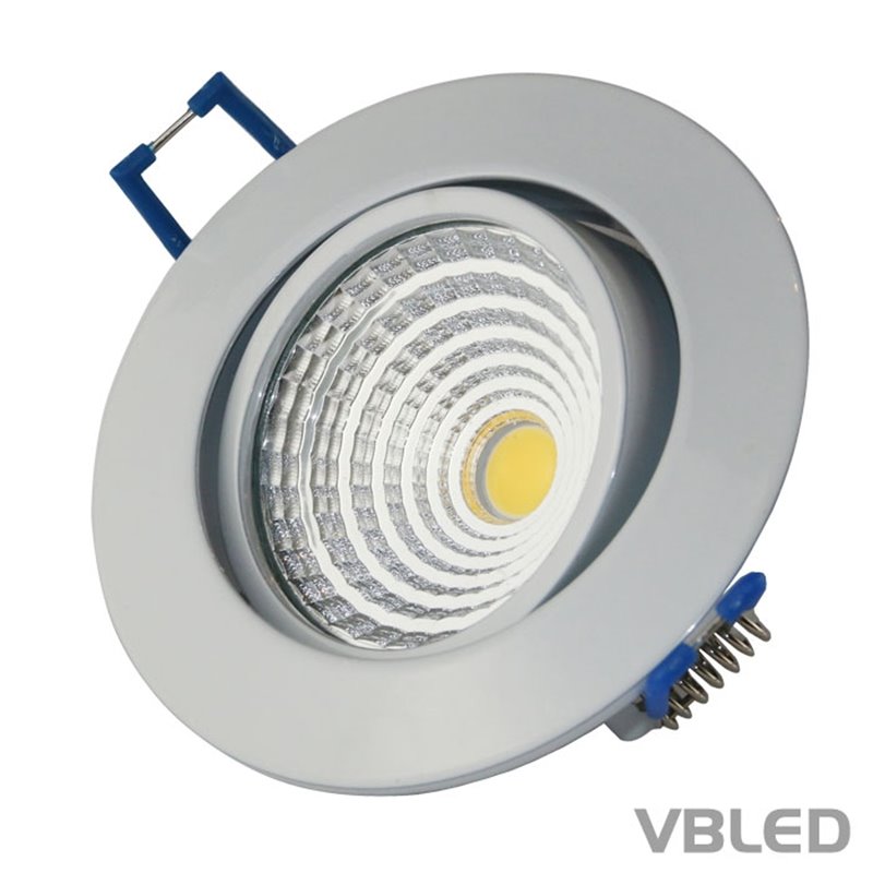 Downlight Led 7W plata gran angular luz blanca y cálida