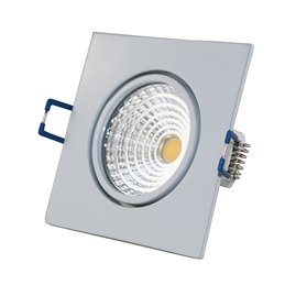 Recessed spotlight set with 7W RGB+W LED illuminant and mounting frame in brushed silver finish round