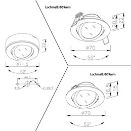 LED recessed and surface mounted luminaire swivelling - 4W - IP20 - 12V - WW- 175L