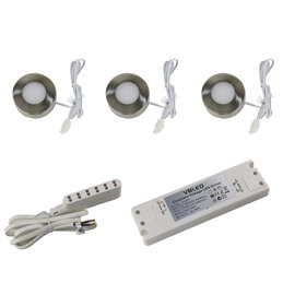 Set di 3 apparecchi LED da incasso e da superficie da 4W orientabili IP20 12V 3000K bianco caldo 175 lumen