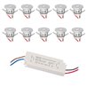 Lot de 10 Mini Spot encastré 1W IP65 Blanc Chaud Incluant Transformateur LED 12W 12V DC