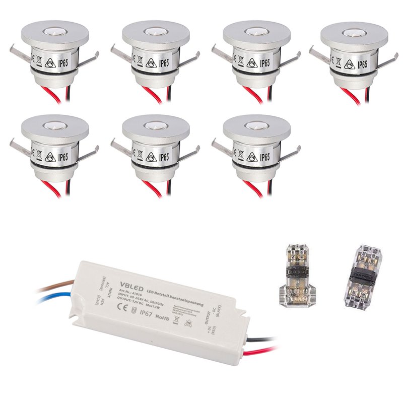 |Mini Spotlights|Set of 7 1W Mini Recessed Spotlights IP65 Warm White ...