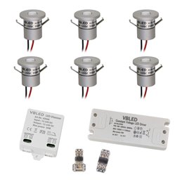 6er EZDIM Set 1W Mini Recessed Spot IP65 Warm White Incl.12W LED Transformer