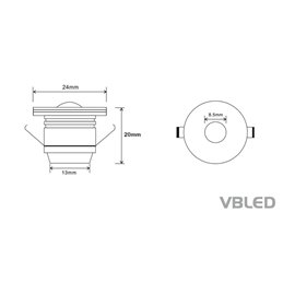 Juego de 2 mini focos empotrables LED de 1W Foco empotrable con fuente de alimentación