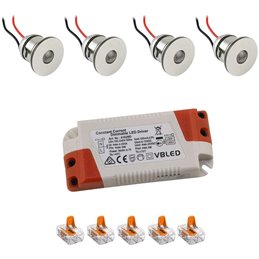 3W LED Mini Recessed Spot - "OCULOS" Minispot - 12V DC - IP44 - 3000K - Swivel - Silver