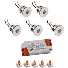 3W LED Mini Spot / IP65 / 700mA / 160lm / warm white (set of 6 with wireless power supply)