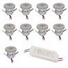 Set di 9 mini faretti da incasso da 1W Incl. trasformatore LED IP67 impermeabile 12V DC