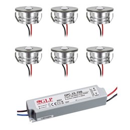 Set of 6 3W LED aluminium mini recessed spotlights "Luxonix" warm white waterproof