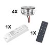 Set di 4 faretti da incasso Mini Spot LED da 3W bianco caldo con alimentatore radio