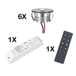 13er Set 3W LED Mini Spot empotrable blanco cálido regulable con fuente de alimentación por radio y mando a distancia