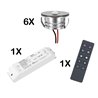 mini Spot LED 3W / IP65 / 700mA / 160lm / bianco caldo (set di 6 con alimentatore wireless)