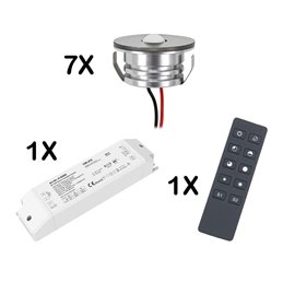 13er Set 3W LED Mini Spot empotrable blanco cálido regulable con fuente de alimentación por radio y mando a distancia