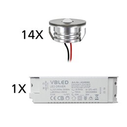 3 KIT "VISUM" 1W Recessed Mini Spot IP65 Warm White Incl. IP67 LED Transformer