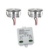 Set of 2 3W LED aluminium mini recessed spotlights "Luxonix" warm white with dimmable power supply unit