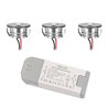 Set of 3W LED aluminium mini recessed spotlights "Luxonix" warm white with dimmable power supply unit