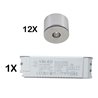 Set of 12 3W LED mini spot/ceiling-mounted spot / IP65 / WW / incl. dimmable LED power supply unit