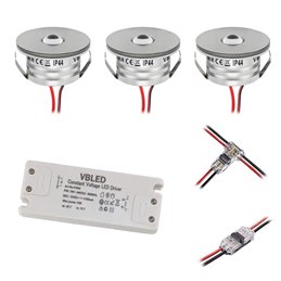 Set of 3W LED Mini Spot recessed spotlights warm white with wireless power supply and remote control