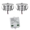 Set of 2 "Pialux" mini recessed spotlights 3W 700mA 190lm warm white with dimmable power supply unit