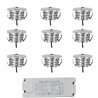 Set of 9 mini recessed spotlights 3W 700mA 160lm warm white with dimmable LED power supply unit