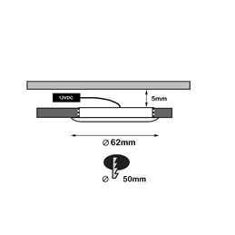 Faretto da incasso LED 12VDC 3W 3000K bianco caldo in alluminio luce da incasso per mobili IP44