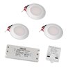 Set van 3 LED inbouwspots met 3 niveaus LED dimmer 12VDC 3W 3000K warm wit aluminium meubel inbouwarmatuur