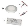 Juego de 3 focos empotrables LED 12VDC 3W 3000K aluminio blanco cálido Luminaria empotrable para muebles