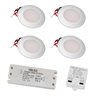 Set of 4 LED recessed spotlights with 3 level LED dimmer 12VDC 3W 3000K warm white aluminium recessed furniture luminaire