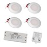 Set van 4 LED inbouwspots met 3 standen LED dimmer 12VDC 3W 3000K warm wit aluminium meubel inbouwarmatuur