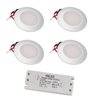 Set van 4 LED inbouwspots 12VDC 3W 3000K warm wit aluminium Inbouwmeubelarmatuur