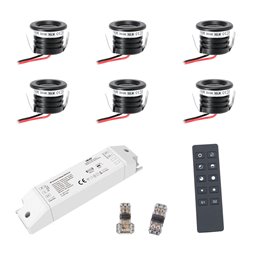 Set of 3W LED Mini Spot recessed spotlights warm white with wireless power supply and remote control