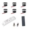 6 KIT "VISUM" 1W LED aluminium mini inbouwspot warm wit met RF radio voeding 12VDC