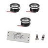 3 KIT "FORTIS" 3W LED alluminio mini faretto da incasso bianco caldo con alimentazione 12VDC