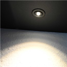 mini Spot encastré LED 3W - Minispot "OCULOS" - 12V DC - IP44 - 3000K - Orientable - Noir