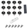 Set of 12 3W LED Mini Recessed Spotlights - "OCULOS" Minispot 3000K with Radio Power Supply and Remote Control Black