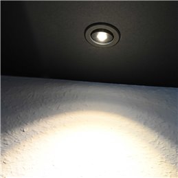 Set of 12 3W LED Mini Recessed Spotlights - "OCULOS" Minispot 3000K with Radio Power Supply and Remote Control Black