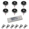 Set di 6 mini faretti da incasso a LED da 3W - "OCULOS" Minispot 3000K con alimentatore nero