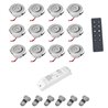 Set de 12 Mini Focos Empotrables LED 3W - "OCULOS" Minispot 3000K con Fuente de Alimentación Radio y Mando a Distancia Plata