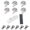 VBLED - LED-Lampe, LED-Treiber, Dimmer online beim Hersteller kaufen|6er-Set 3W LED Mini Einbauspot - "OCULOS" Minispot 3000K mit Funk Netzteil und Fernbedienung Silber