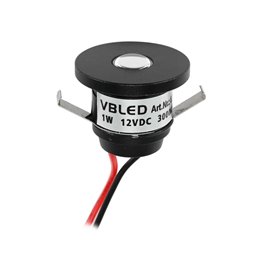 Lote de 3 mini focos empotrables VBLED LED de 1W "ALDYNE" negro - 12VDC - IP65-3000K 60Lumen