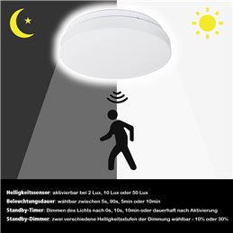 VBLED - LED-Lampe, LED-Treiber, Dimmer online beim Hersteller kaufen|LED Deckenleuchte "Assem" mit Radar Bewegungsmelder Innen 15W 3000K