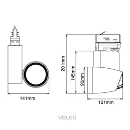 Faretto LED per binario trifase 25W 4000K 1850 lumen bianco neutro