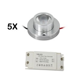 3pcs SET Mini LED spot da soffitto 12VDC 3W 3000K "ESKINAR" orientabile con trasformatore LED