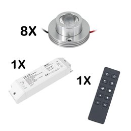 8er FUNK KIT - 1W LED surface mounted spotlight "CYLINDRO" ceiling spot 3V 3000K