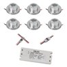 KIT di 6 - Faretti da superficie a LED da 1W "CYLINDRO" Soffitto 12VDC 3000K