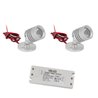 SET van 2 Mini LED plafondspot 12VDC 3W 3000K "ESKINAR" draaibaar met LED transformator